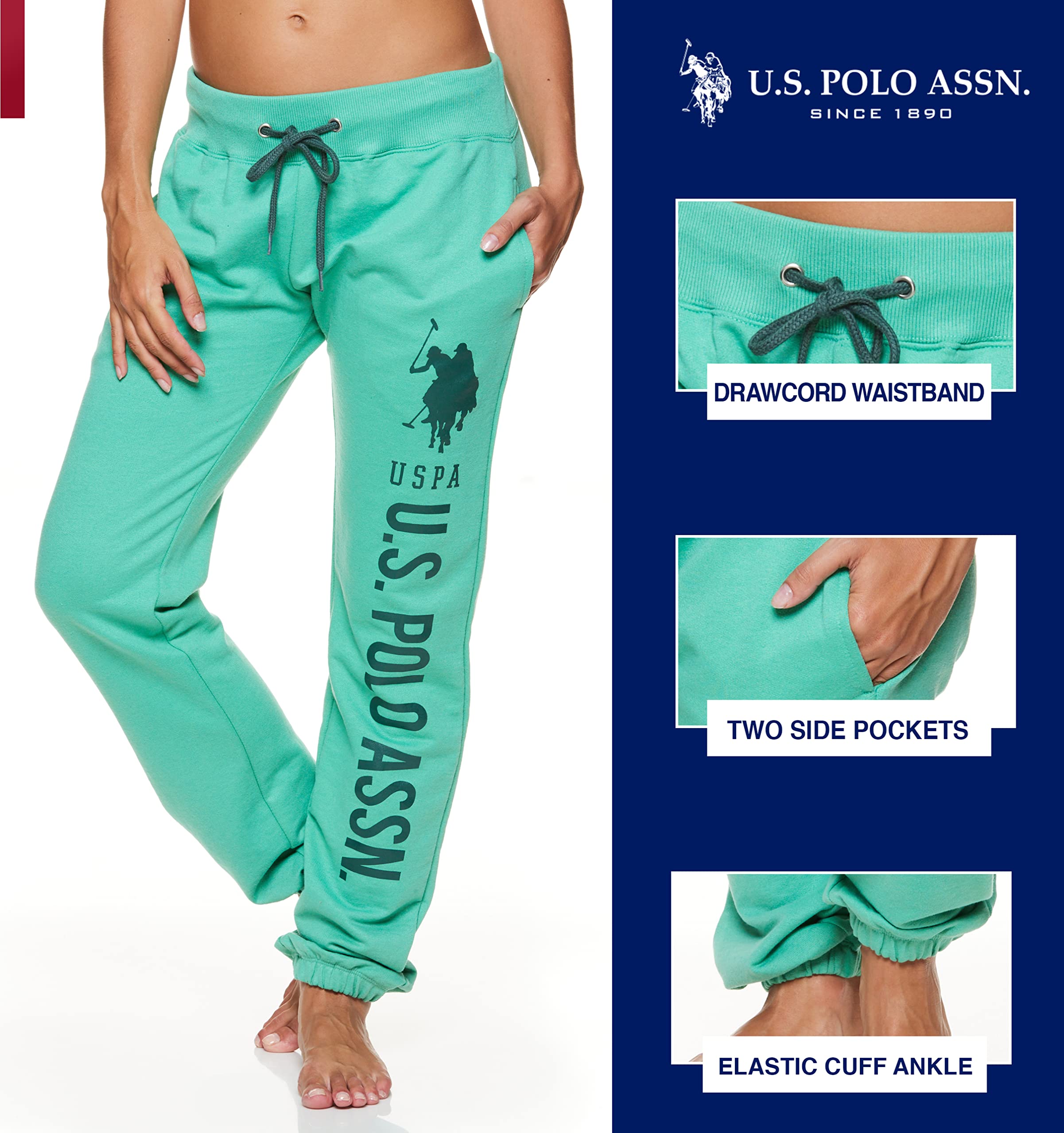 U.S. Polo Assn. Women's Essential French Terry Jogger Sweatpants with Pockets - Soft, Breathable & Comfortable Casual Lounge Pants for Yoga, Running & Home Wear
