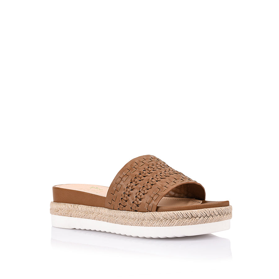 Denver Comfortable Footbed Slides for Men & Women - Soft Tan Sandals for Home, Pool & Beach Wear