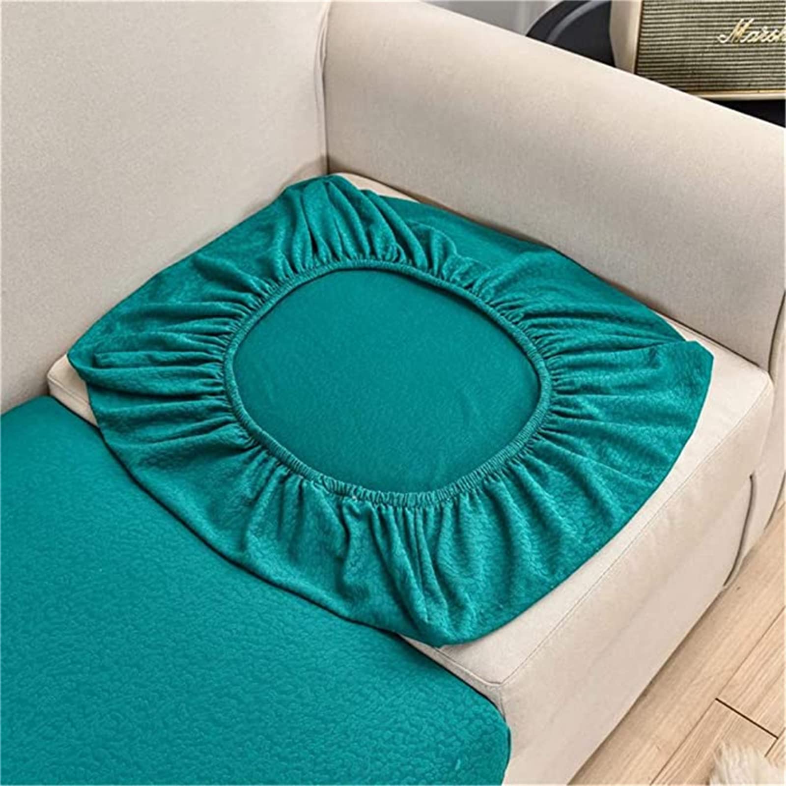 Stretch Waterproof Sofa Cushion Cover - High Elastic Fabric Slipcover for 2-Seater Couches (Emerald Green, Large) | Water-Repellent & Durable for Living Room, Office, or Outdoor Furniture Protection