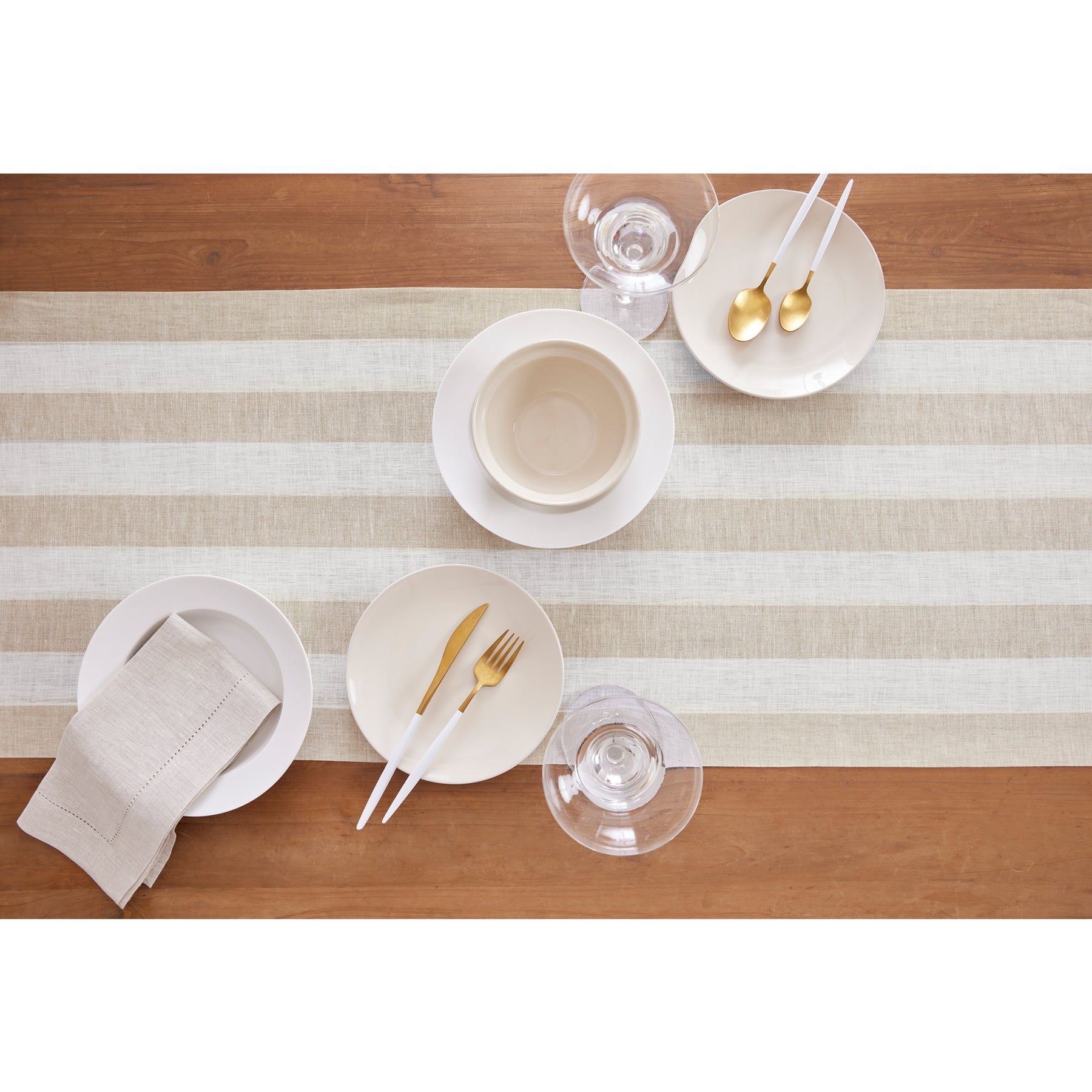 Stylish Cabana Stripe Table Runner - 18 Inch Wide Cotton Decorative Dining Table Cover for Summer Parties & Outdoor Events