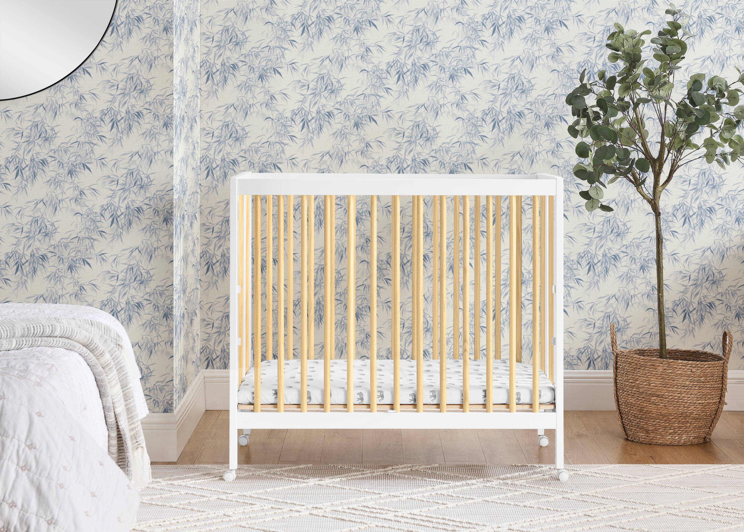 Portable Folding Mini Crib with 1.5 Inch Mattress - Lightweight Travel Baby Bed for Nursery, Home & On-The-Go Use