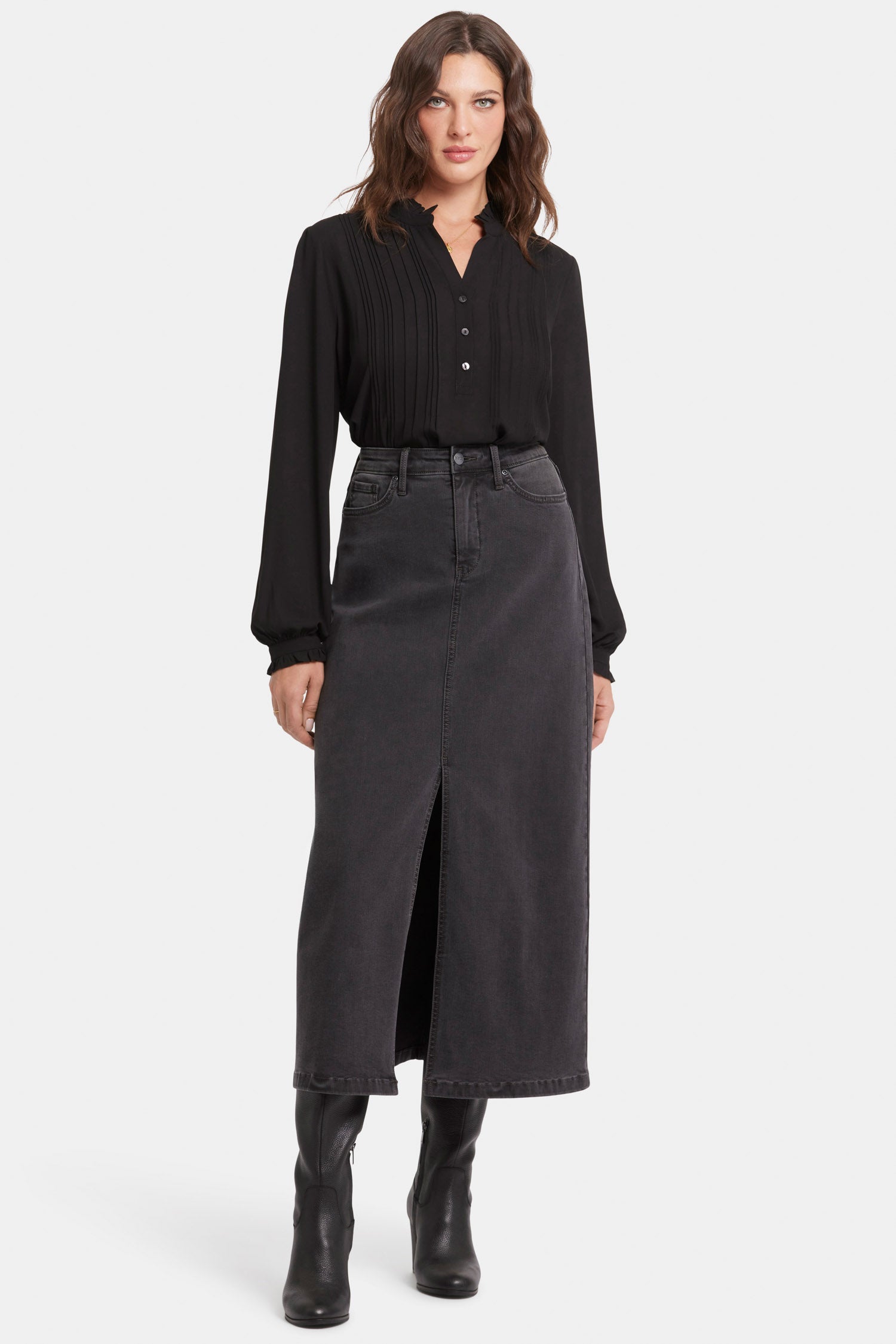 Elegant High Rise Long Skirt with Cloud Stone Print - Perfect for Office Wear, Date Night & Special Occasions