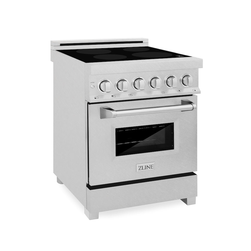 ZLINE 24 Inch 2.8 Cu Ft Legacy Induction Range with 4 Element Cooktop & Electric Oven - Satin Stainless Steel (RAINDS SN 24) | Perfect for Modern Kitchens, Home Chefs & Energy-Efficient Cooking