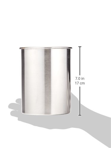 Stainless Steel Utensil Holder & Flatware Cylinder - Brushed Finish, Medium Size for Kitchen & Dining Organization | TableCraft HU2 & Winco FC-SS