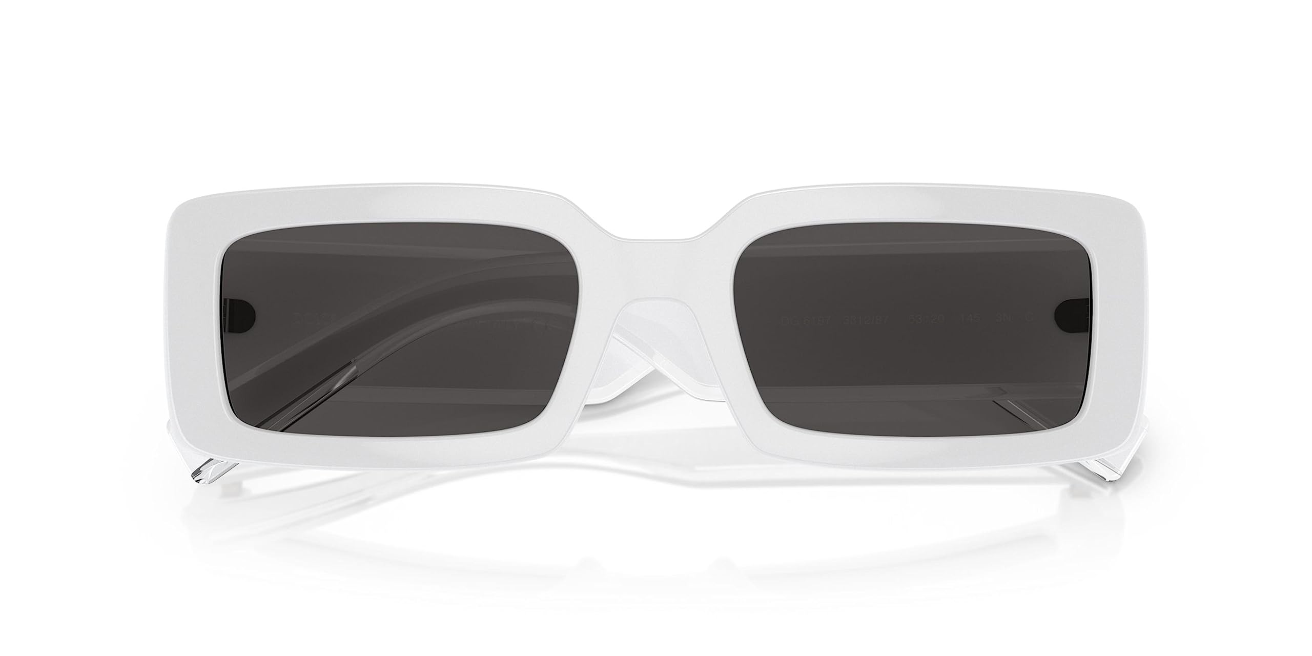 Dolce & Gabbana DG 6187 331287 White Plastic Rectangle Sunglasses with Grey Lens - Stylish UV Protection for Outdoor Activities & Fashion Statement