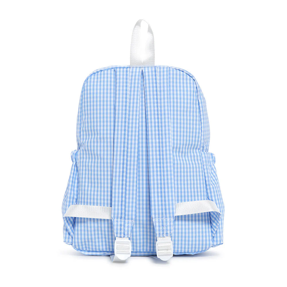 TRVL Design Backpacker Gingham Sky Travel Backpack - Lightweight Durable Hiking Backpack for Outdoor Adventures, Camping & Daily Commute