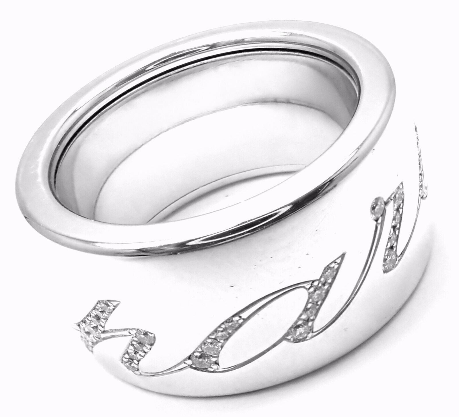 Chopard Chopardissimo 18k White Gold Diamond Signature Band Ring - Size 6 with Certification - Perfect for Anniversary Gifts, Engagement Rings & Luxury Jewelry Collections