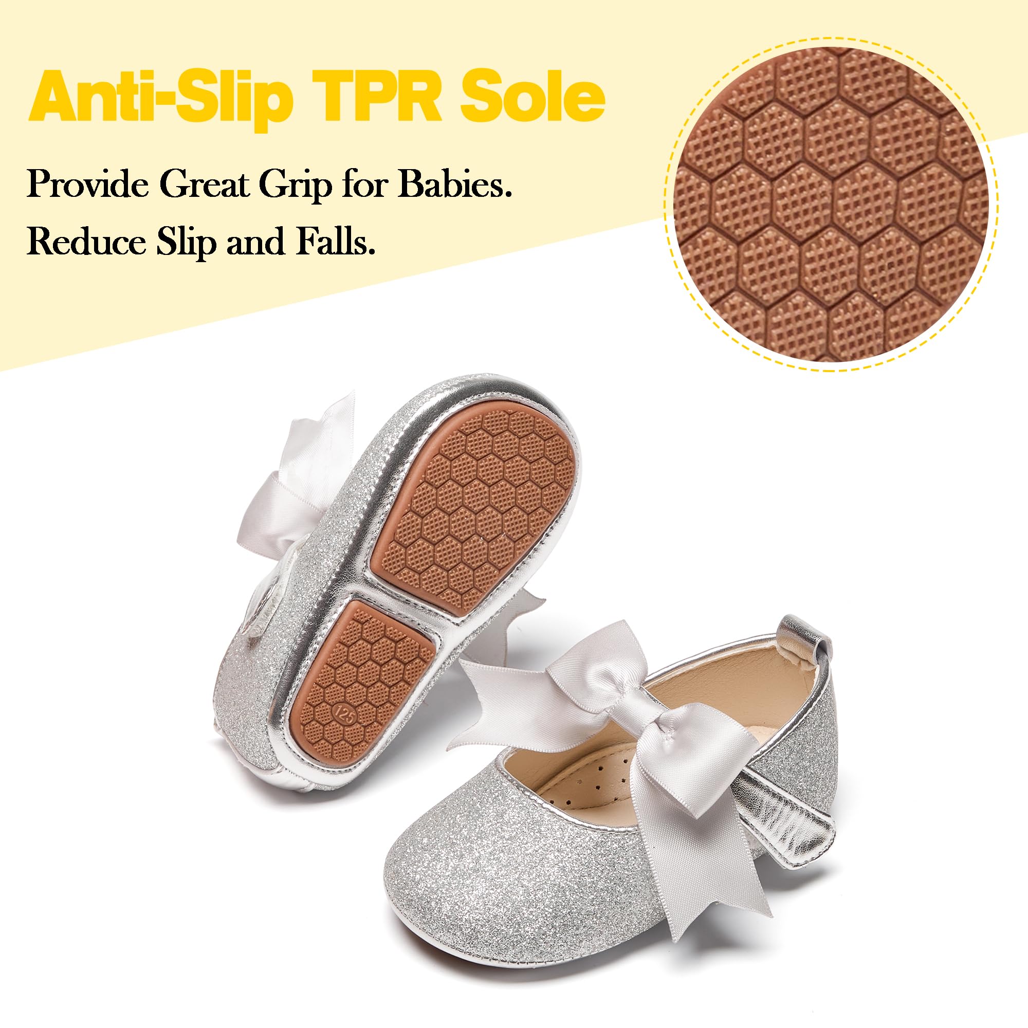 Kiderence Baby Girls Prewalker Mary Jane Flats - Soft Bowknot Princess Dress Shoes for Infant & Toddler (6-24 Months) | Perfect for First Steps, Special Occasions & Photo Shoots