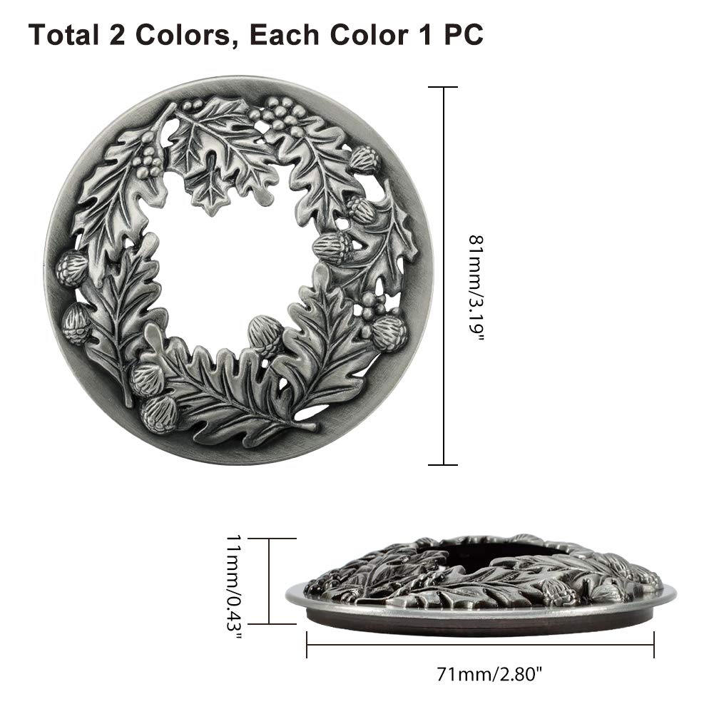 2 Pack Candle Topper Leaf Pine Jar Lid Shade Sleeves - Antique Bronze & Silver 3.19