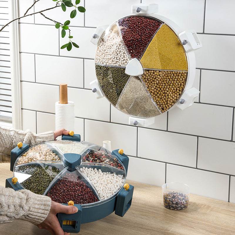 Wall Mount Rotating Cereal Grain Dispenser Organizer - Kitchen Storage Solution for Cereals, Rice, Pasta & Dry Goods - Perfect for Pantry Organization & Easy Access