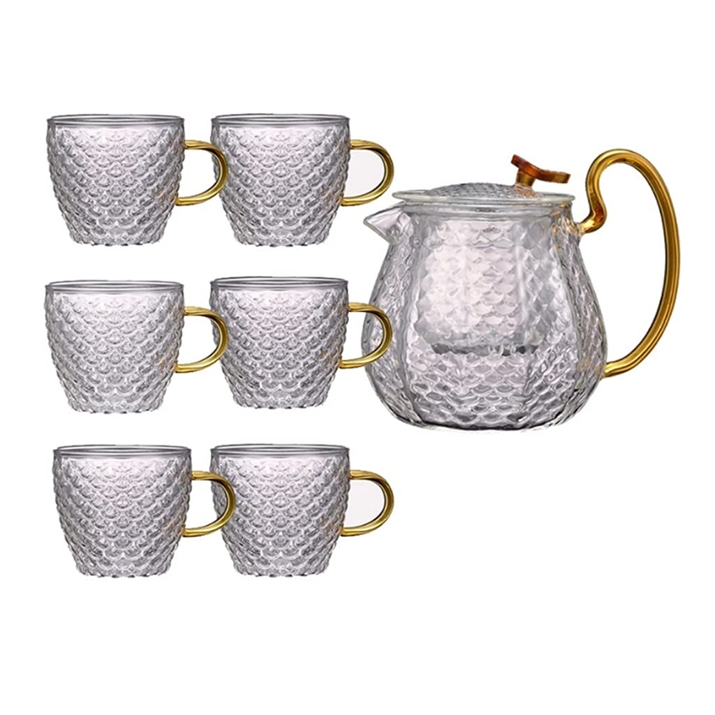 Premium Glass Tea Set with Teapot & Filter Cups - Transparent European Style Tea Service for Home & Gifts - Perfect for Afternoon Tea, Parties & Relaxation (Size C)