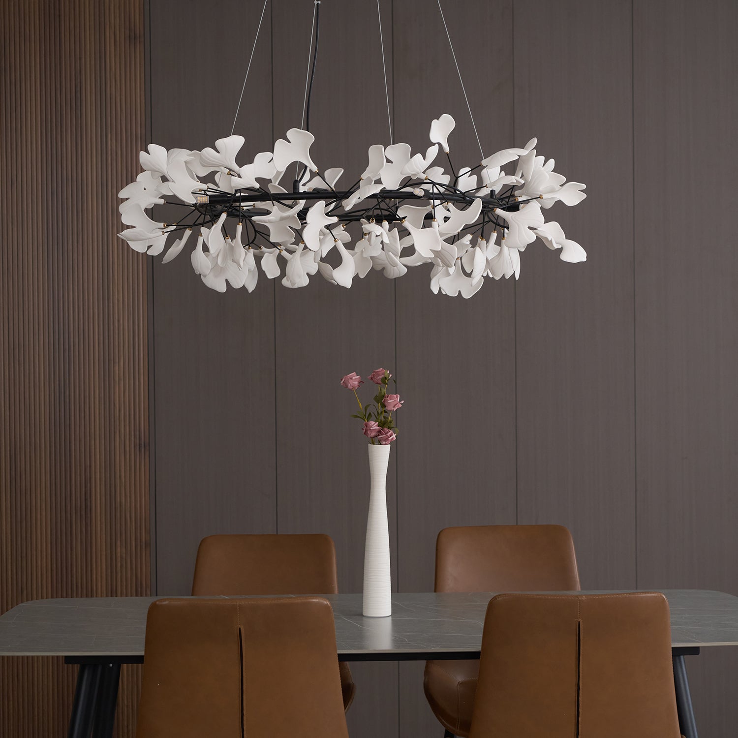 Elegant Ginkgo Leaf Chandelier - Modern Gold Ceiling Light Fixture for Dining Room, Living Room & Bedroom Decor - Perfect for Home Lighting and Interior Design