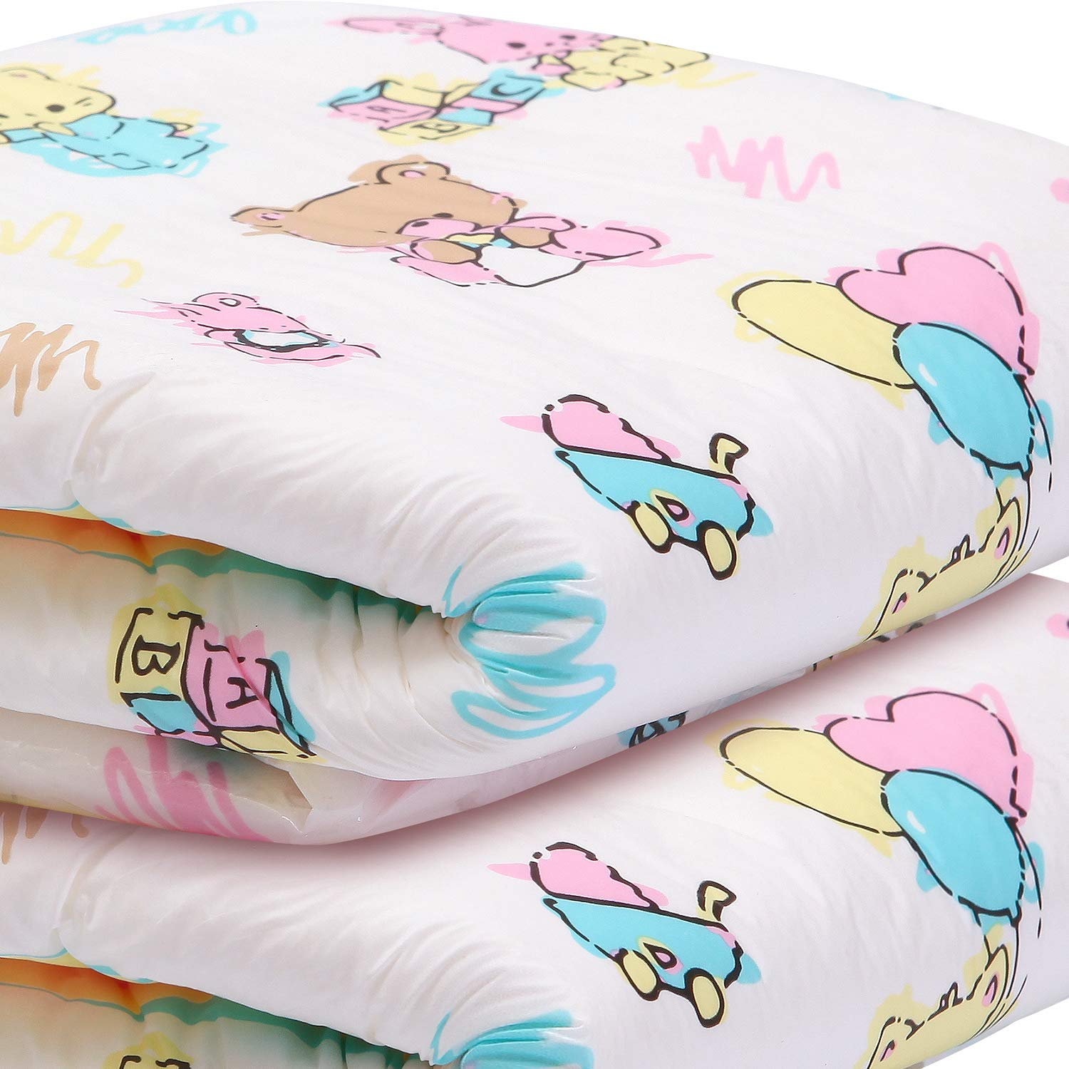 Littleforbig Adult Printed Diaper 80 Pieces (8 Packs) - Baby Cuties Design, Medium Size 28