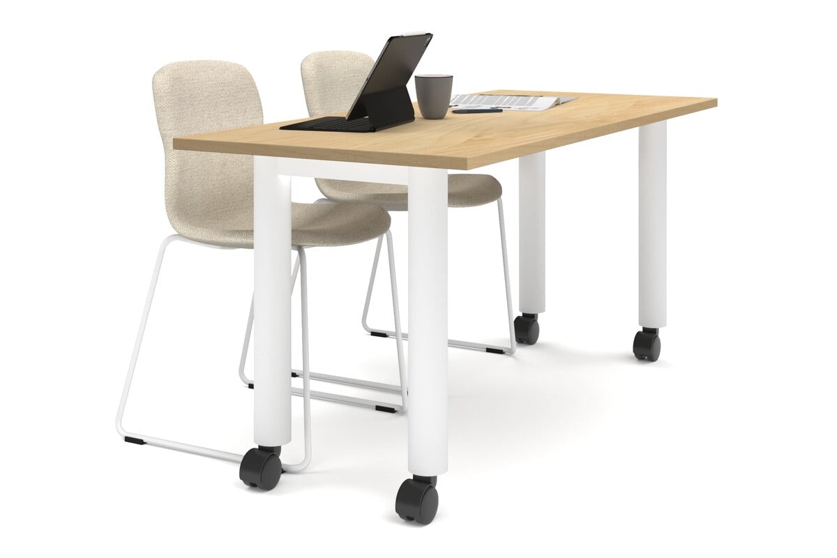 Quadro 80mm Cylinder Leg Mobile Table - 1800L x 700W Adjustable Rolling Workbench for Office, Workshop & Industrial Use