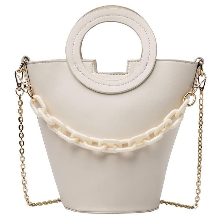 Stylish PU Leather Crossbody Bucket Bag with Double Chain Strap - Trendy Shoulder Bag for Women, Perfect for Daily Use, Shopping & Travel
