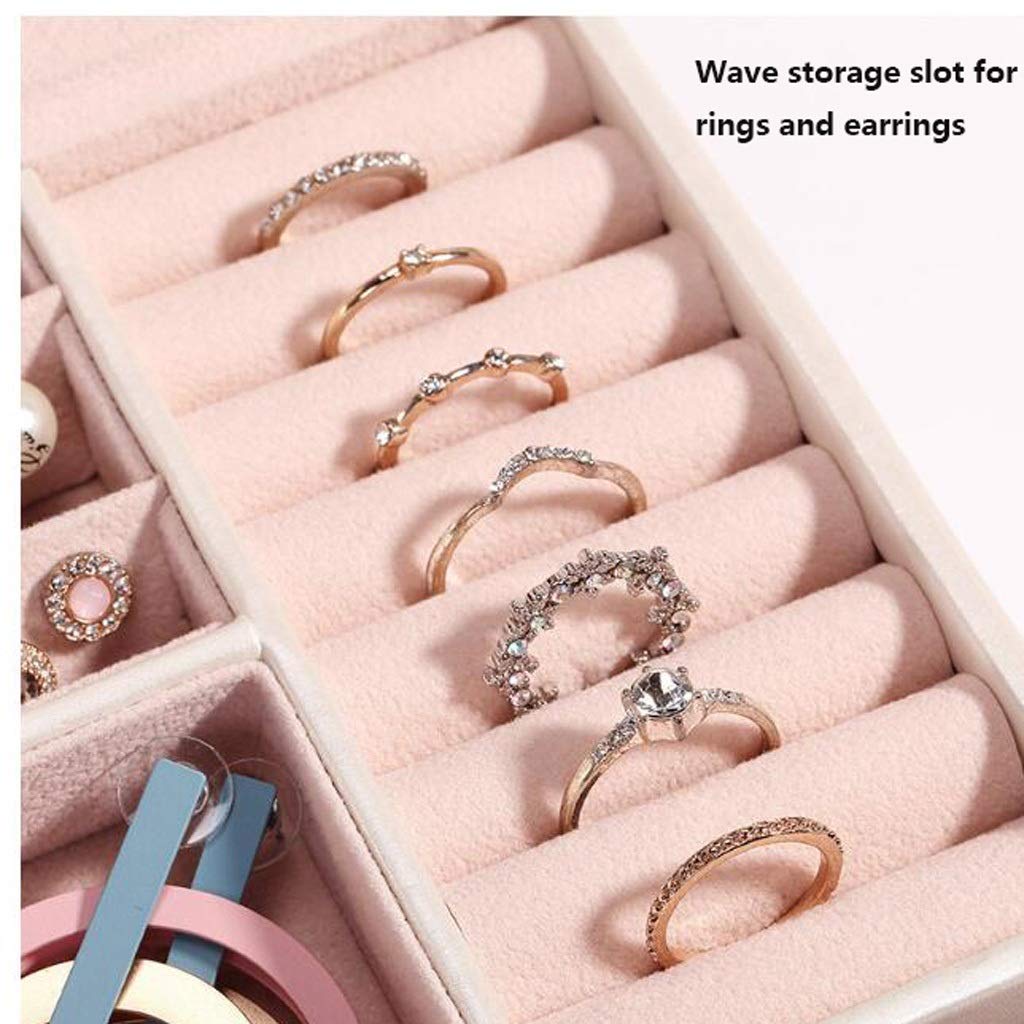 Elegant White Leather Jewelry Box with Lock - Portable Organizer for Earrings, Rings, Necklaces & Bracelets | Perfect Gift for Women & Girls | Travel, Home & Office Storage Solution