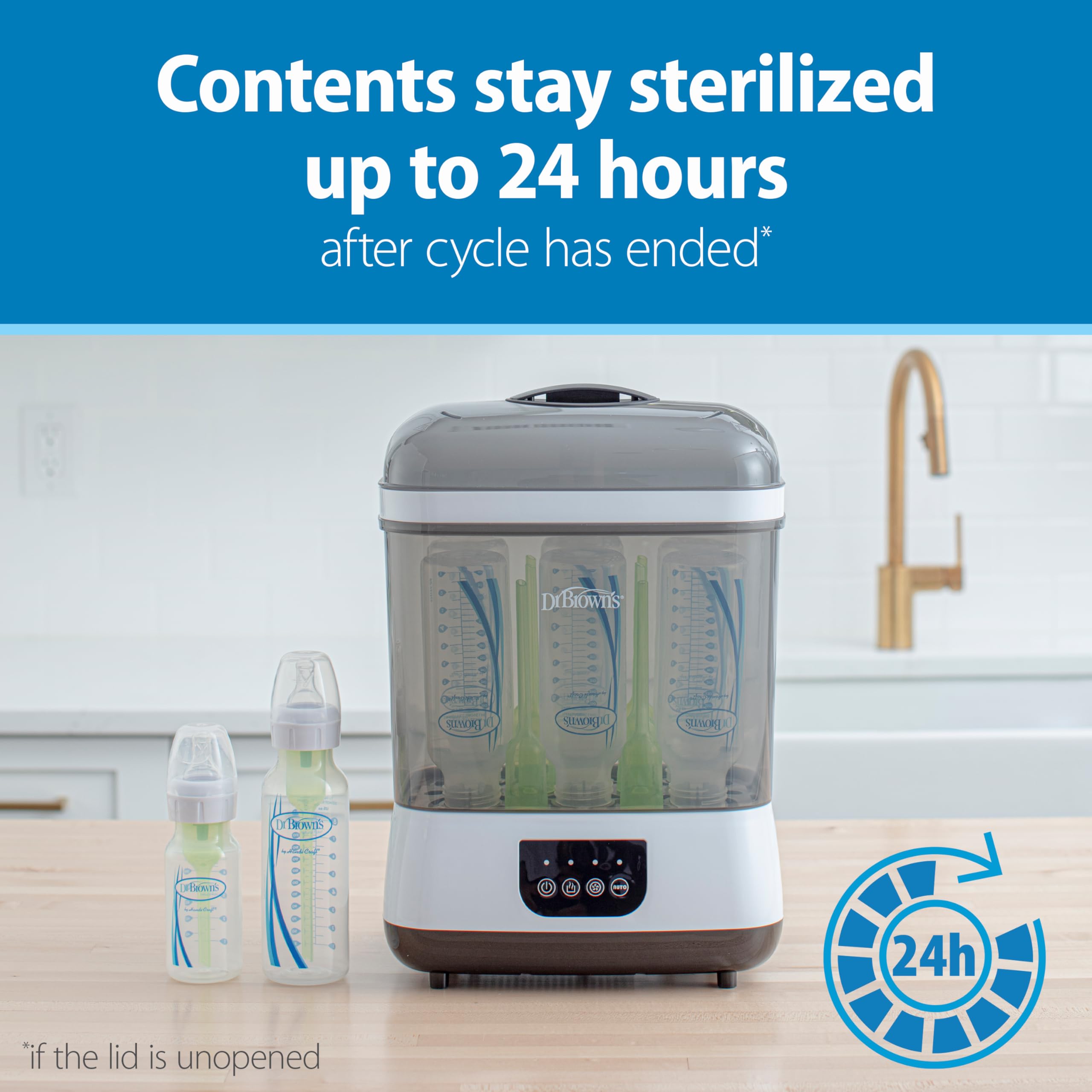 Dr. Brown's All-in-One Baby Bottle Sterilizer and Dryer - Sanitizer for Bottles, Pacifiers, Breast Pump Parts & Newborn Essentials - Perfect for Daycare, Travel & Home Use