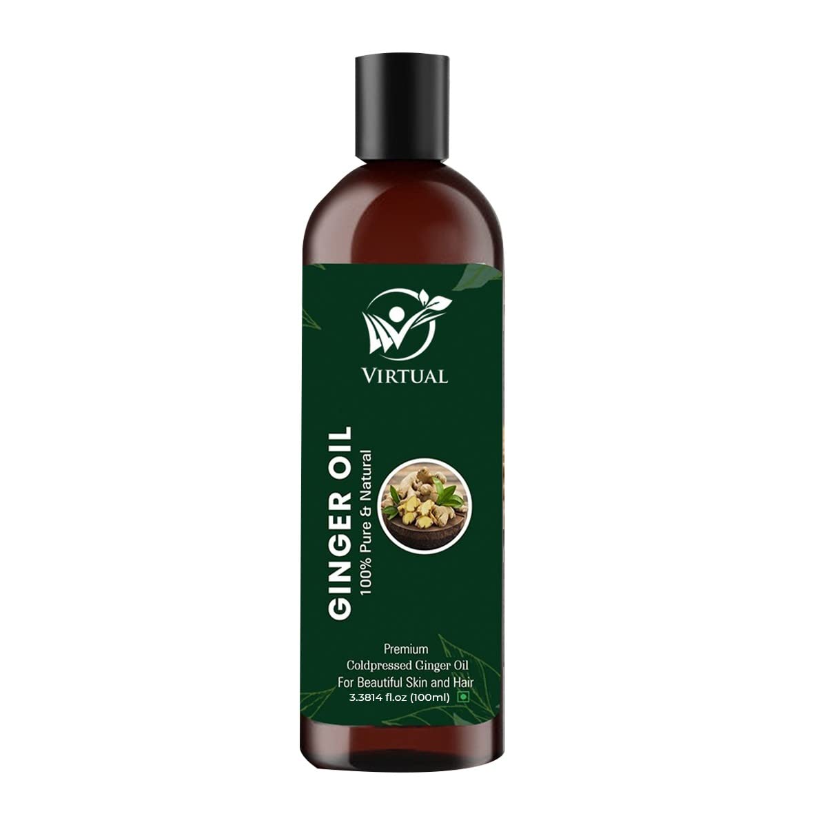 VIRTUAL Pure Ginger Bath Oil - Cold Pressed Hair & Skin Treatment for Stronger Hair, Moisturizing Dry Skin - Mineral & Silicone Free - Perfect for Spa Days & Relaxing Baths