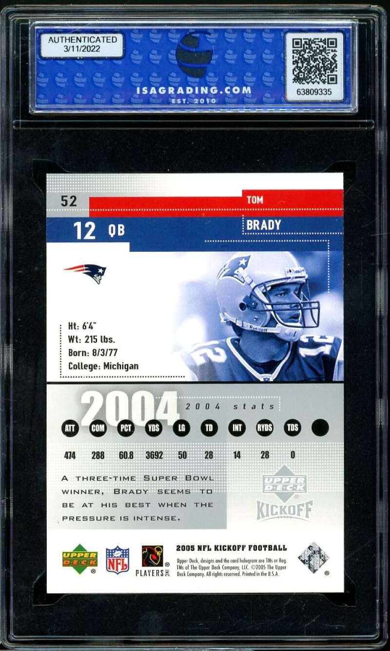 2005 Upper Deck Kickoff #52 Tom Brady Football Card - PSA 10 GEM MINT Condition - Perfect for NFL Collectors & Sports Memorabilia Displays