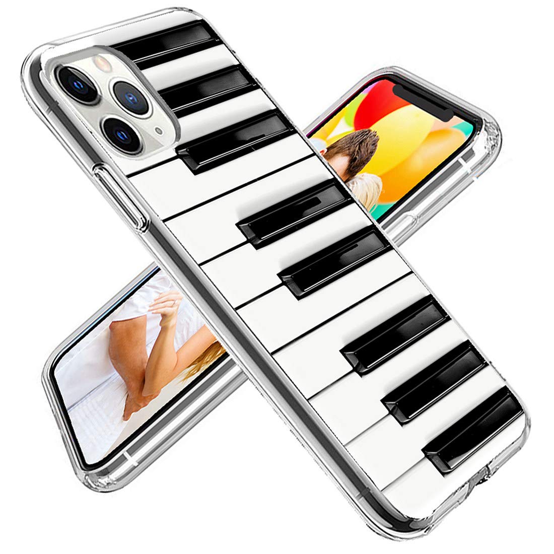 Cute iPhone 11 Pro Max Case for Women - ARTIOSIT Slim Full Body Protective Clear Soft Rubber Phone Cover with Girly Music Design (Piano Key Black/White) | Perfect for Daily Use, Work & Travel Protection