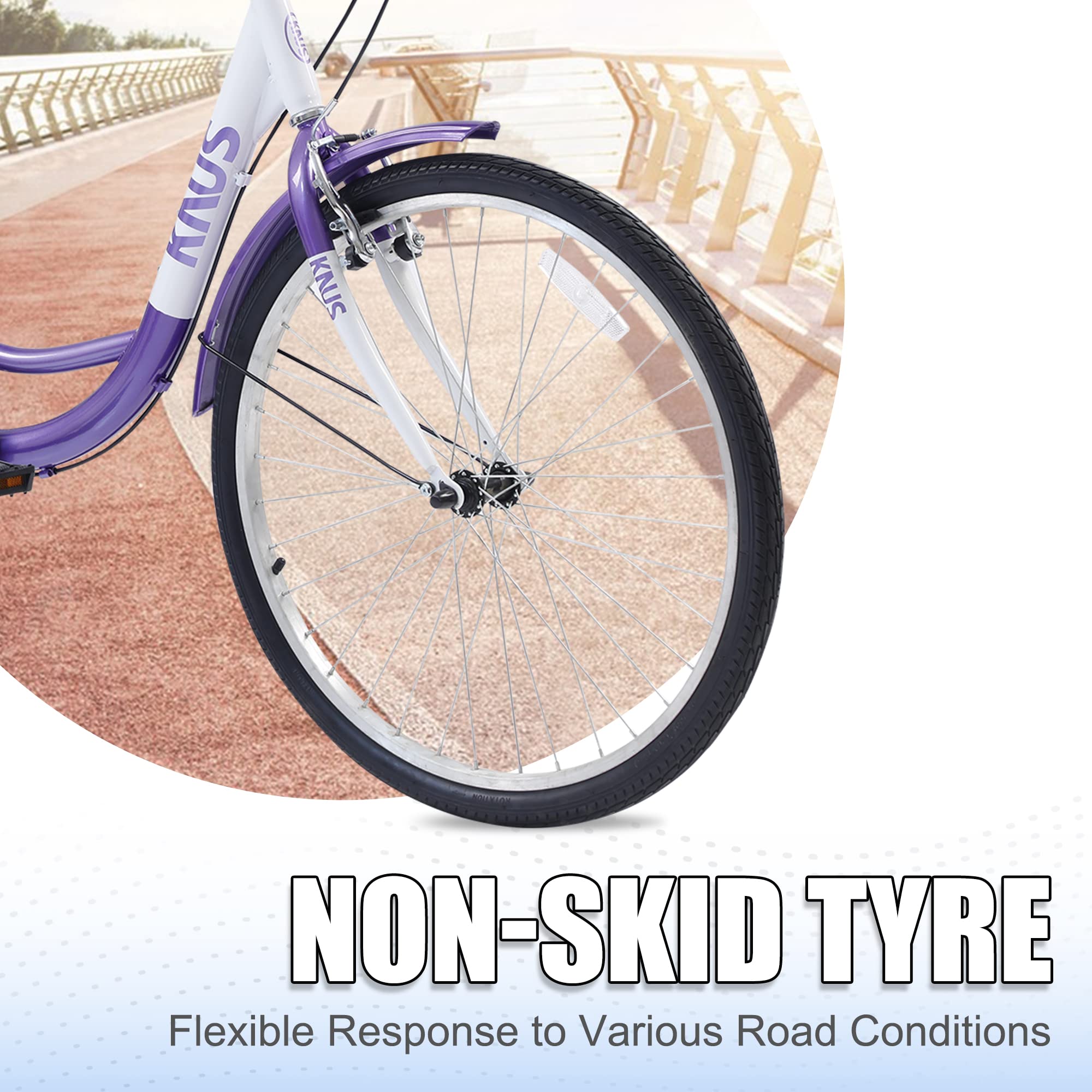 **24 Inch Adult Single Speed Cargo Tricycle - 3 Wheel Beach Cruiser Bike with Large Shopping Basket for Seniors, Women & Men - Perfect for Groceries, Pets & Beach Rides**