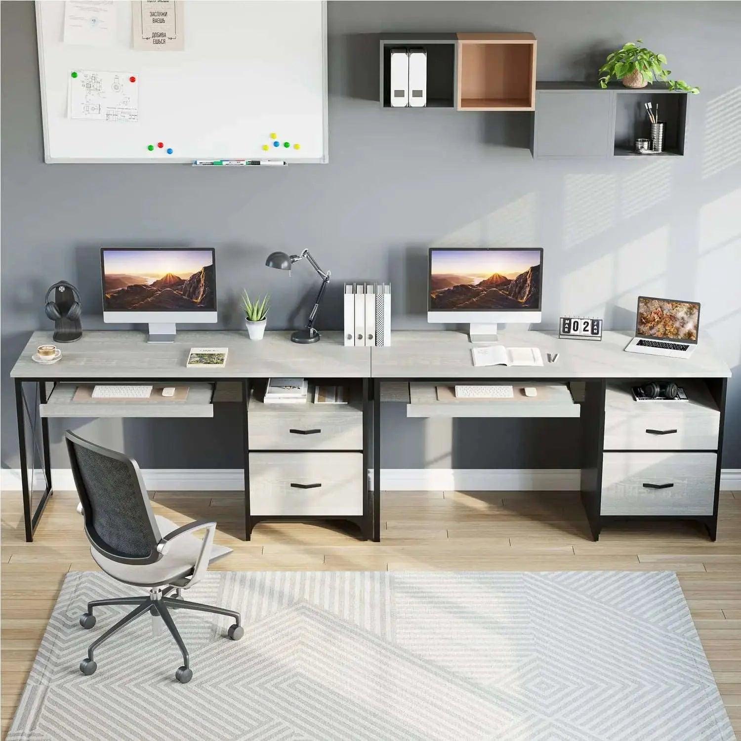 Bestier Computer Desk with Keyboard Tray & Storage Drawers - Home Office Desk for Work, Study & Gaming - Ergonomic Writing Desk for Small Spaces & Bedrooms