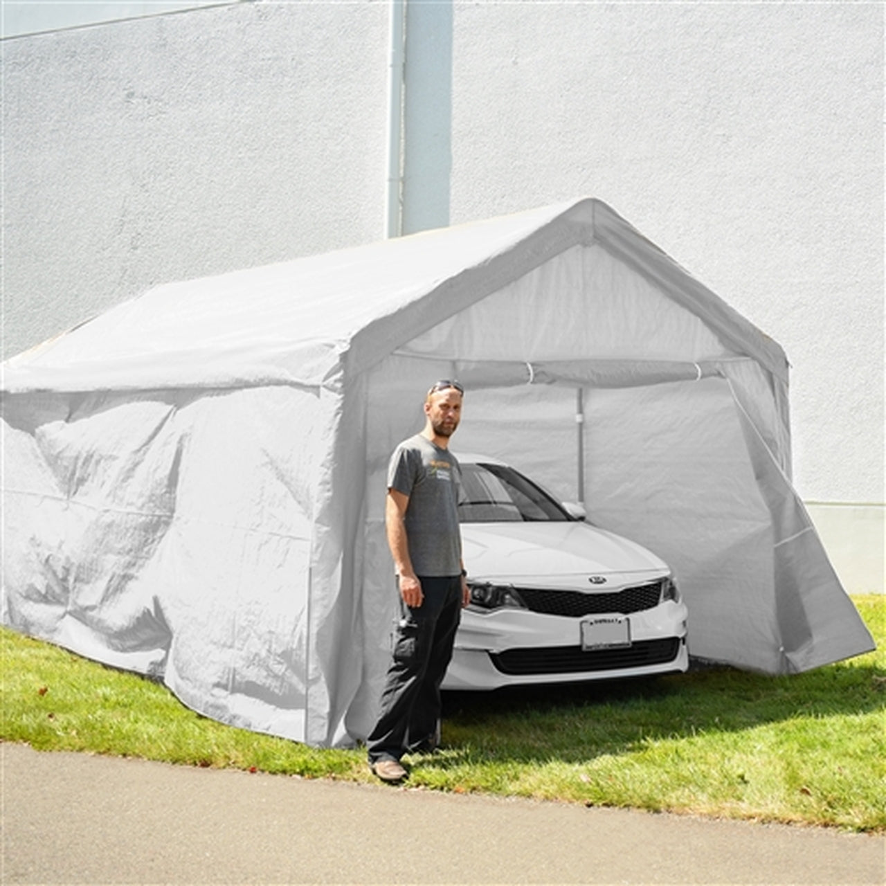 Heavy Duty 10x20 FT Aleko Outdoor Carport Canopy Tent - White - Perfect for Vehicle Shelter, RV Cover, and Outdoor Storage