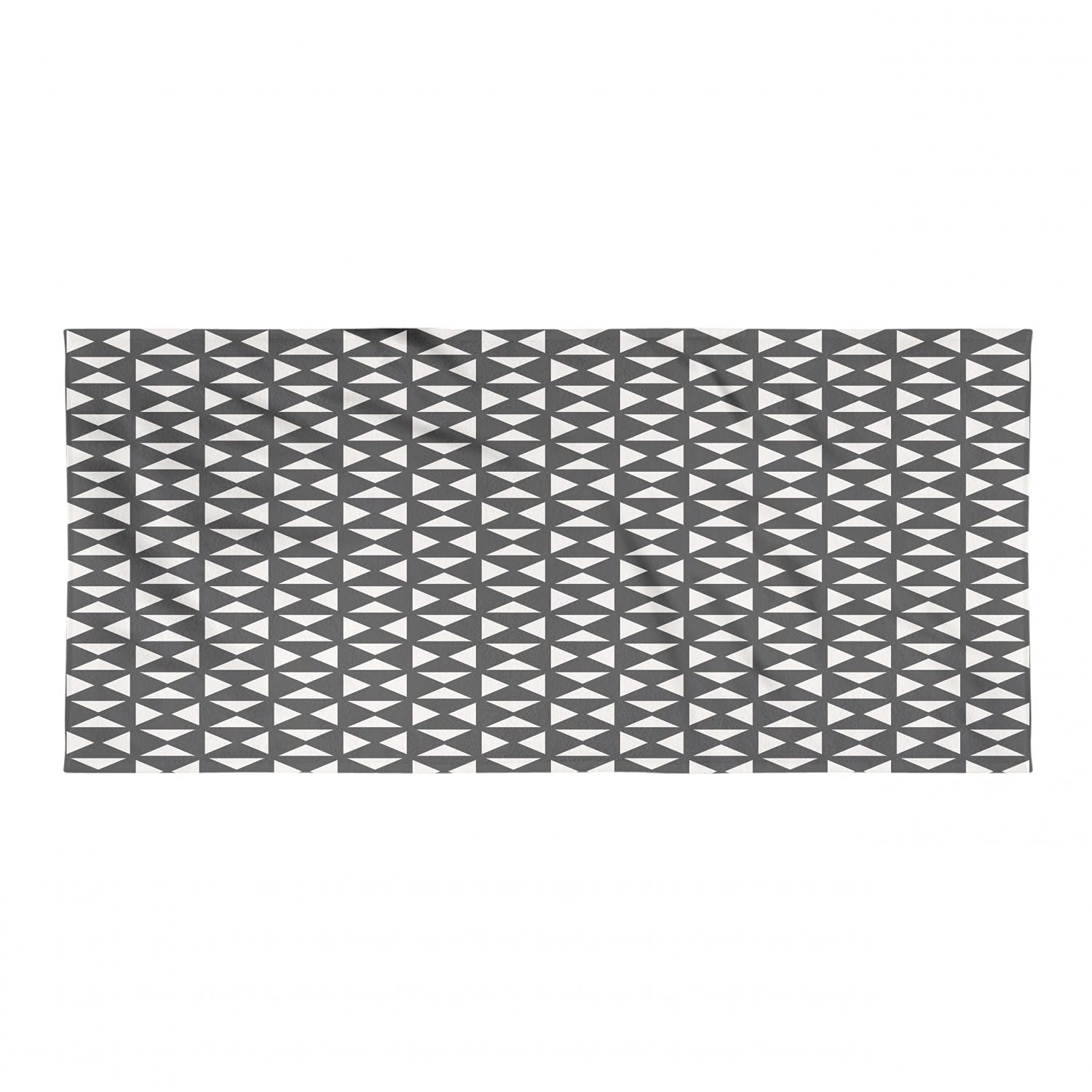 Ambesonne Quick Dry Microfiber Travel Towel - Lightweight, Compact & Absorbent Camping Towel for Backpacking, Hiking, Beach & Gym - Dark Grey & Eggshell Abstract Triangle Pattern Design
