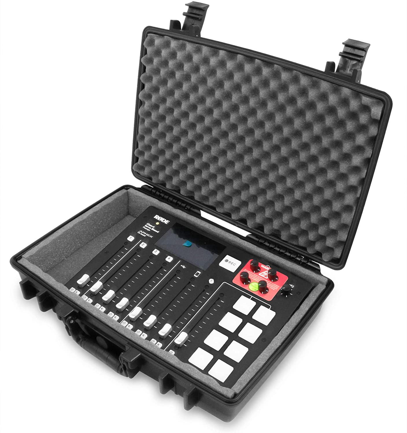 CASEMATIX Waterproof Hard Carry Case with Padded Foam for Rode Rodecaster Pro Podcast Production Studio - Durable Protection for Podcast Equipment & Travel Use