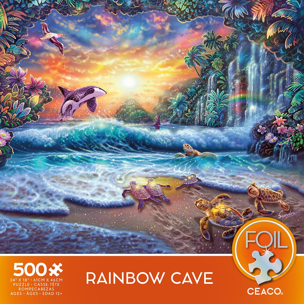 Ceaco 500 Piece Jigsaw Puzzle - Rainbow Cave Foil Puzzle for Adults & Teens - Perfect for Family Game Night, Stress Relief & Home Decor