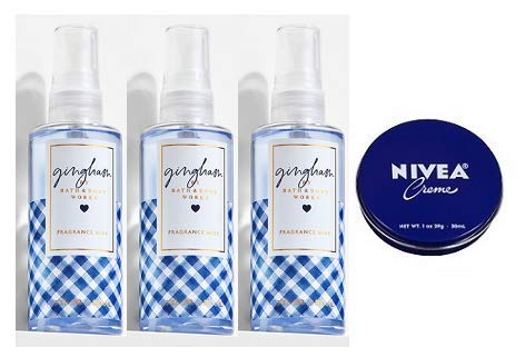 Bath and Body Works Gingham 3-Pack Travel Size Set - Fine Fragrance Mist (3 Oz) & Body Creme (1 Oz) | Perfect for Travel, Gym, Office & Gift Giving