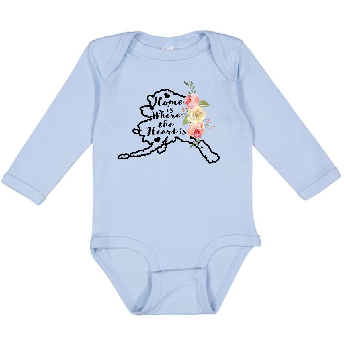Inktastic Alaska Home Is Where the Heart Is Watercolor Print Long Sleeve Baby Bodysuit - Soft & Comfortable for Newborns, Infants - Perfect for Family Photos, Holidays & Everyday Wear
