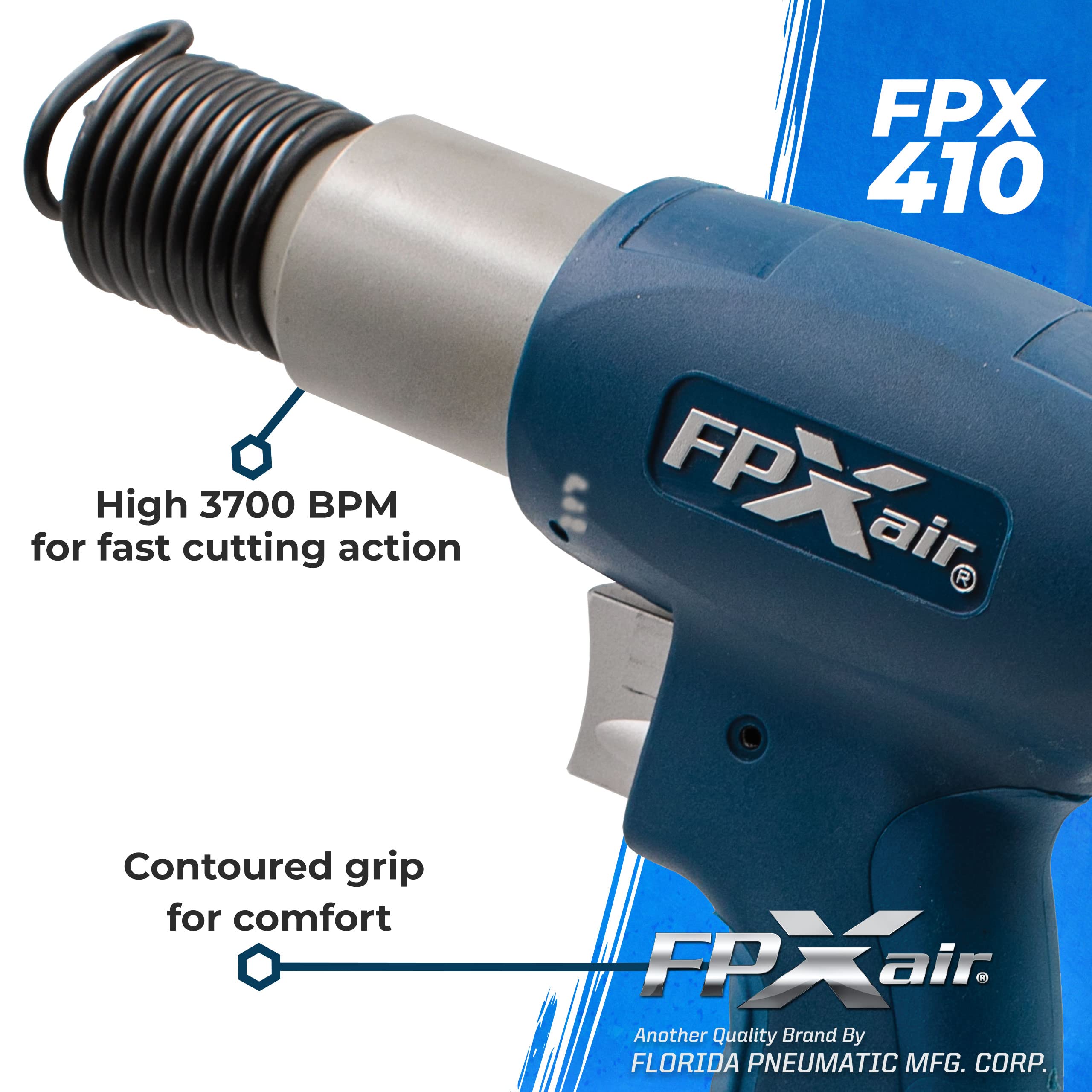 FPX-410 Medium Stroke Air Hammer - Professional Automotive Power Tool for Metalworking & Garage Repair | Heavy Duty Impact Tool for Chiseling, Riveting & Body Work