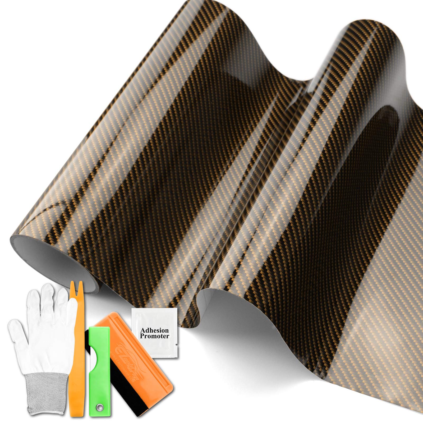 Premium Gold Carbon Fiber Vinyl Wrap Film - 60