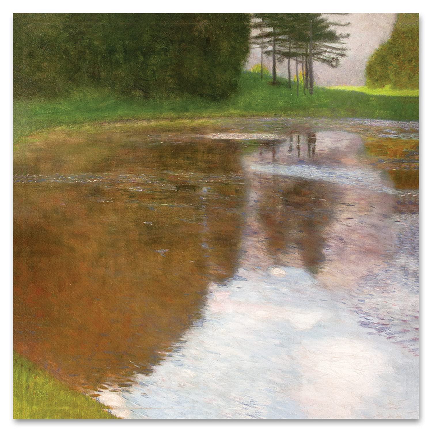 Giallobus - Gustav Klimt 'Morning by the Pond' Acrylic Glass Plexi Wall Art - 100x100 cm - Ready to Hang - Modern Home Decor for Living Room, Bedroom & Office