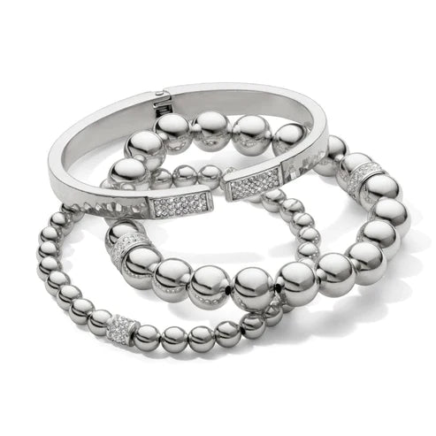 Brighton Meridian Petite Stretch Bracelet - Silver Tone Adjustable Bangle for Women | Elegant Jewelry Gift for Everyday Wear & Special Occasions