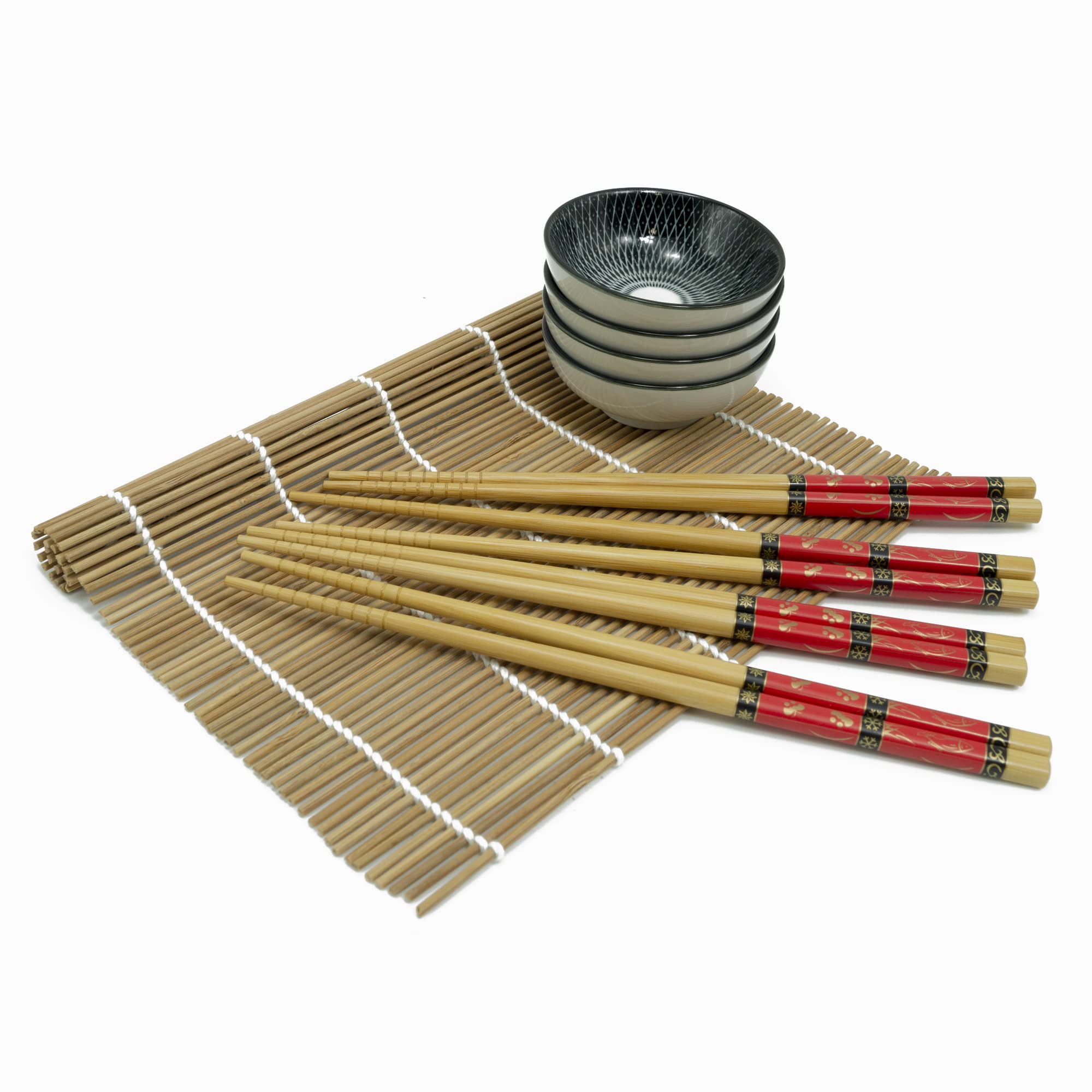 13-Piece Colorful Bamboo Chopsticks Set with Soy Sauce Dishes - Perfect for Sushi, Asian Cuisine & Dinner Parties