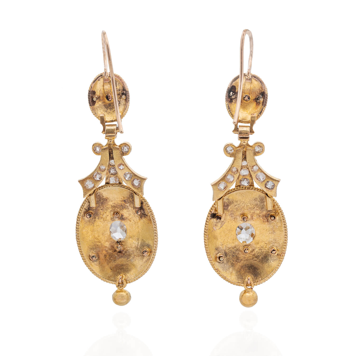 Victorian Style 15kt Gold Black Enamel Diamond Earrings 2.25ctw - Elegant Jewelry for Weddings, Parties & Special Occasions