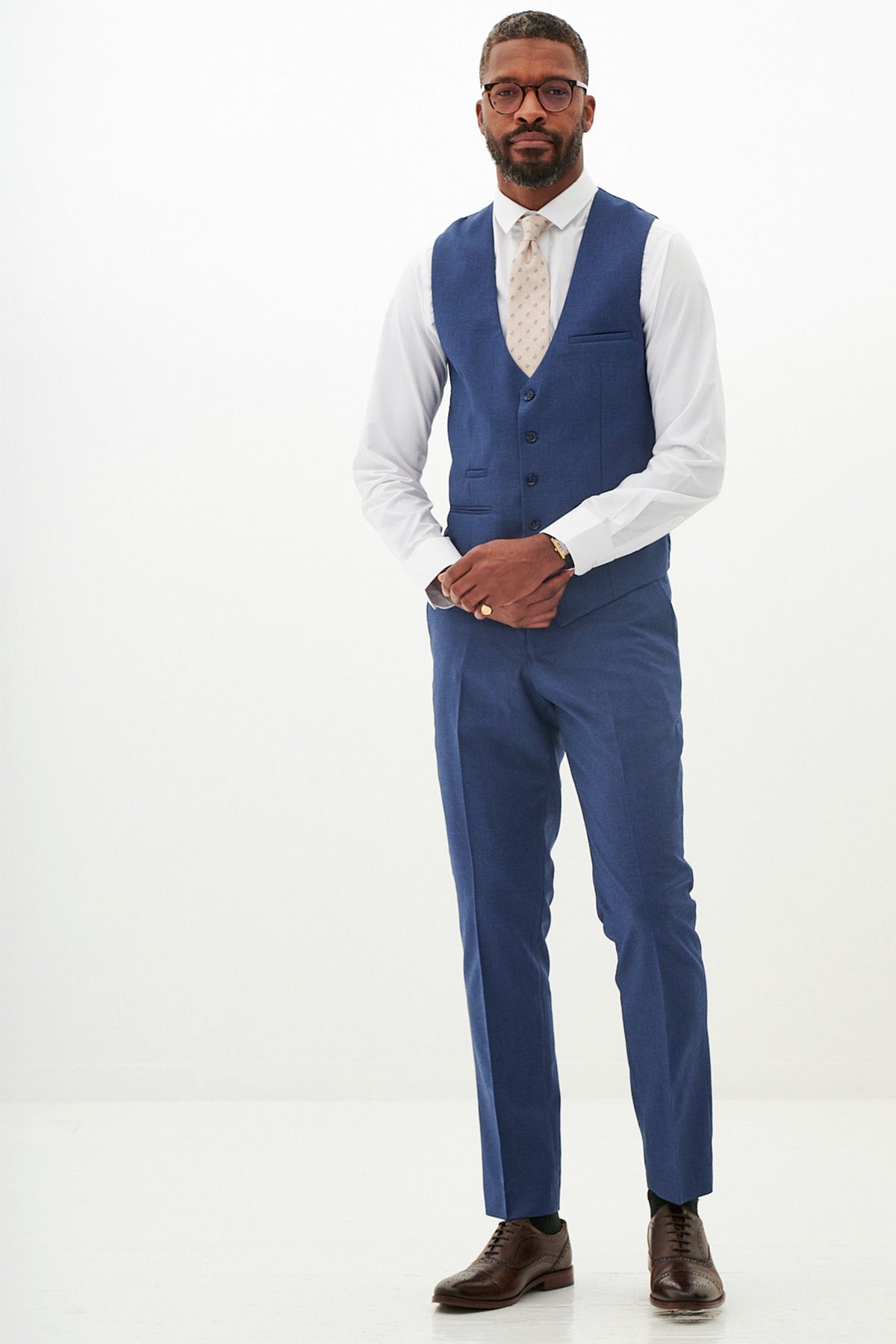 ASHLEY Navy Blue Three Piece Suit for Men - Premium Slim Fit Business Suit Set - Formal Office Wear & Special Occasions - Inspired by Aaron Wan-Bissaka's Style