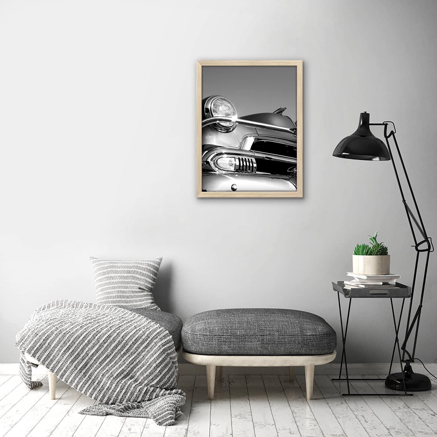 Americanflat 18x24 Poster Frame with Polished Plexiglass - Premium Engineered Wood Picture Frame for Wall Display (Horizontal/Vertical) - Natural Oak Finish - Perfect for Home Decor, Office Art & Gallery Displays