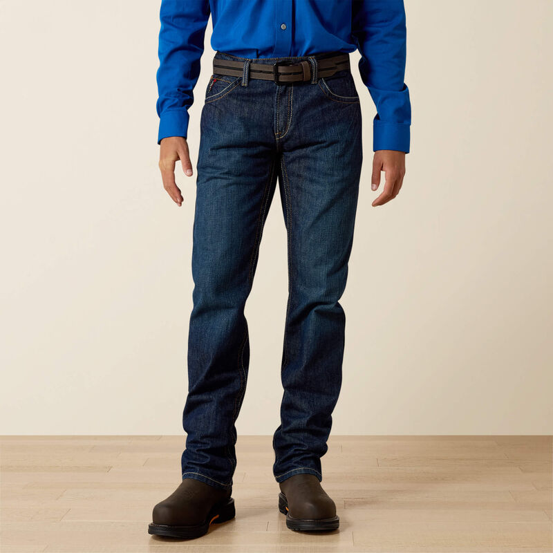 Ariat Men's FR M5 Straight Leg Stackable Jeans in Shale - Durable Workwear for Ranch, Farm & Outdoor Activities