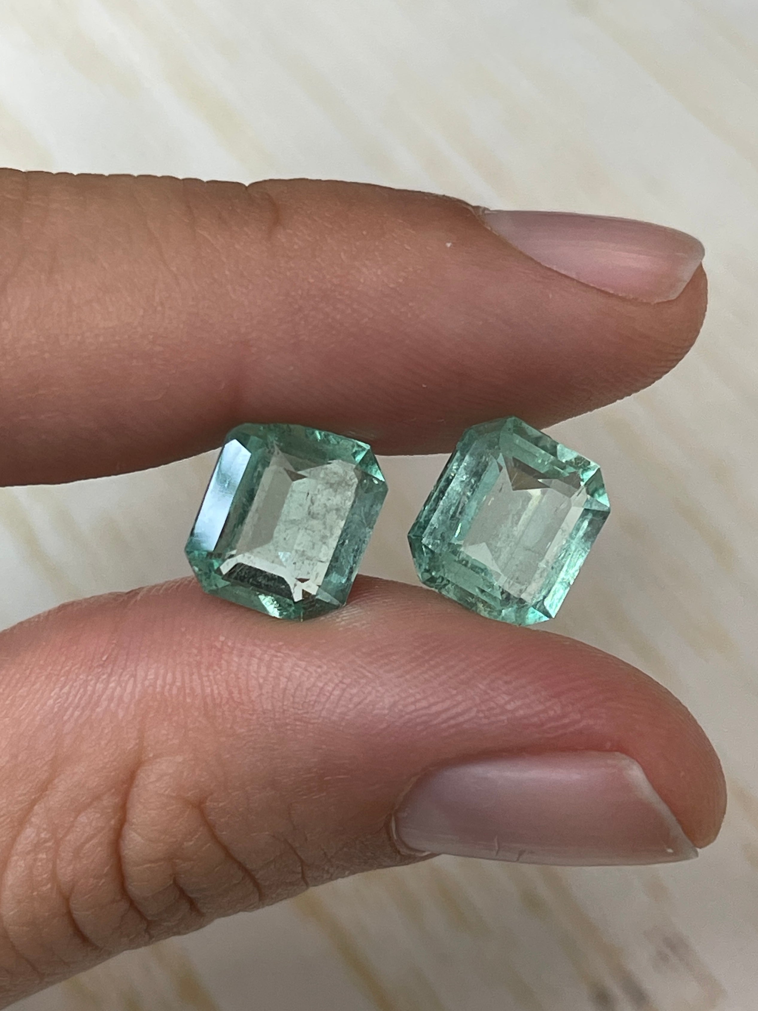 7.06tcw 11x9.5mm Matching Loose Colombian Emeralds - Premium Spready Cut Gemstones for Jewelry Making, Engagement Rings & Luxury Gifts