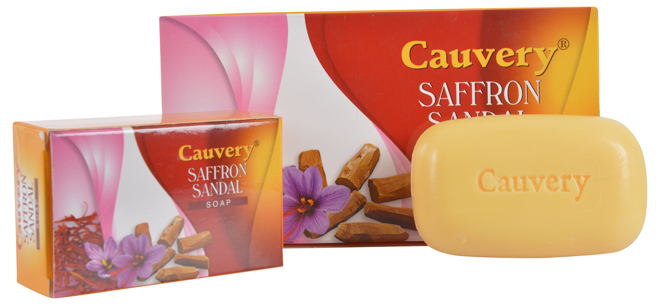 Premium Cauvery Saffron Sandal Soap - 3 Pack (125g Each) | Natural Ayurvedic Skin Care for Glowing Complexion | Perfect for Daily Use, Gifts & Spa Treatments