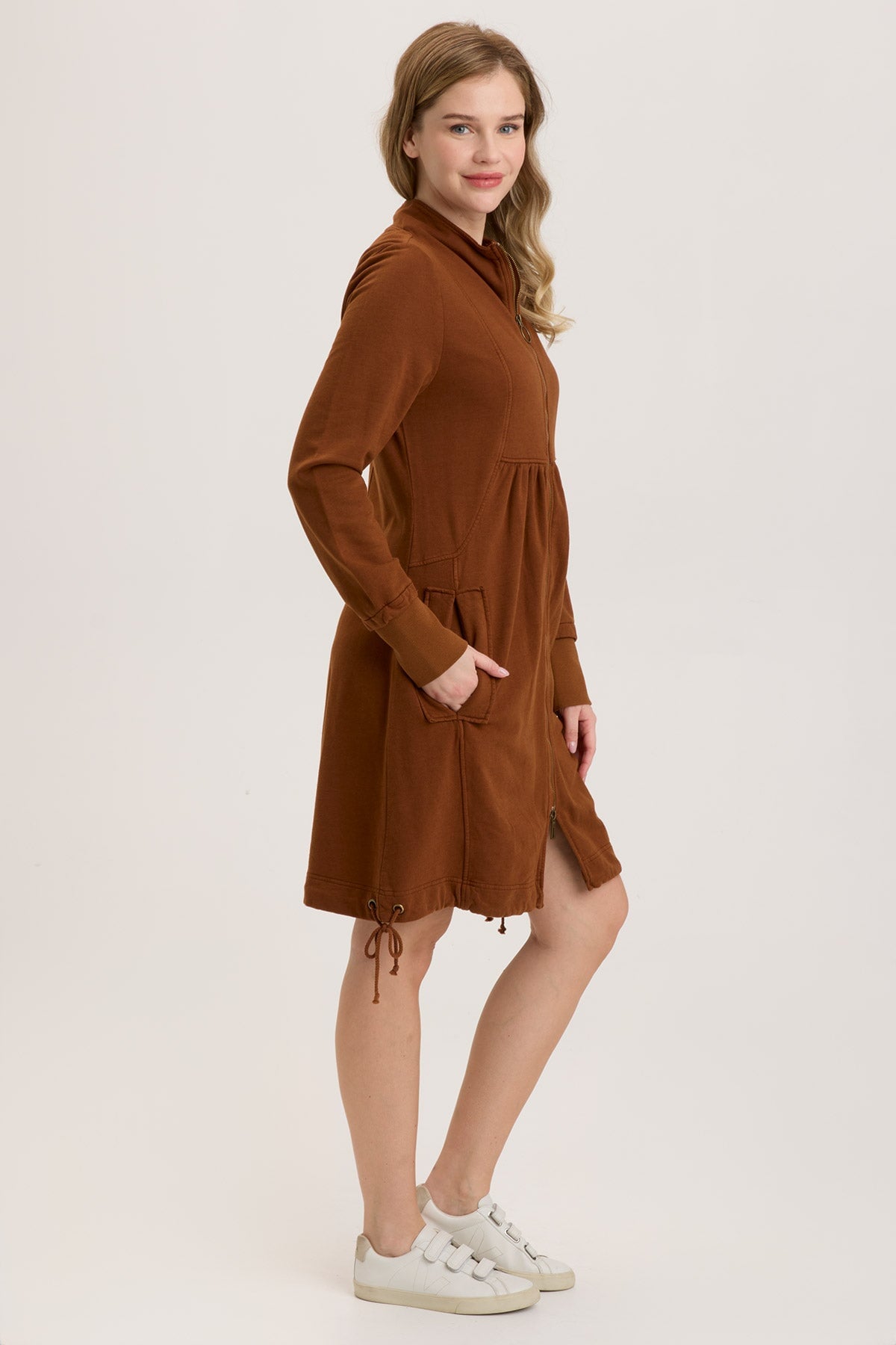 Premium Women's Fleece Funnel Neck Long Coat - Winter Warm Thick Hooded Trench Coat for Outdoor Activities, Hiking & Cold Weather Fashion