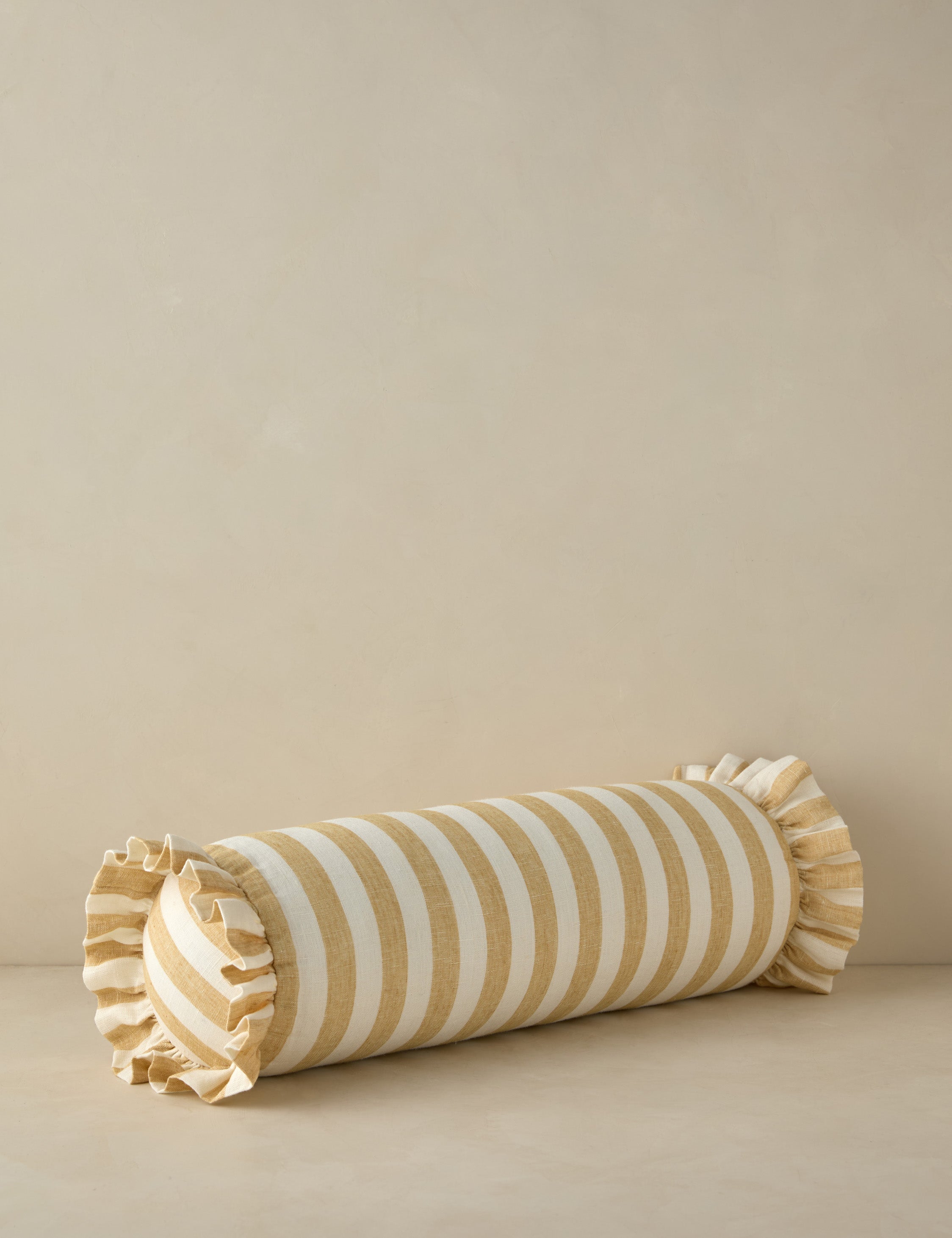 Amaroso Linen Ruffle Bolster Pillow - Decorative Couch Pillow for Sofa, Bed, Nursery - Soft Home Decor Accent for Living Room, Bedroom, Guest Room