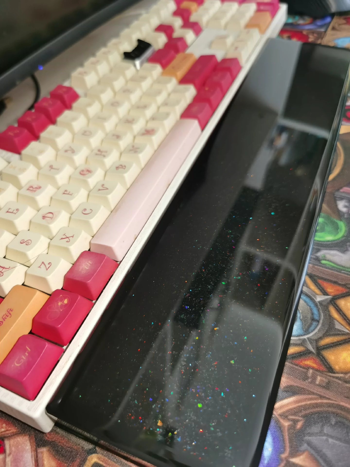 Premium Star River Black Resin Keyboard Wrist Rest - Handmade Custom Ergonomic Support for Mechanical Keyboards - Perfect for Gaming, Typing & Office Work