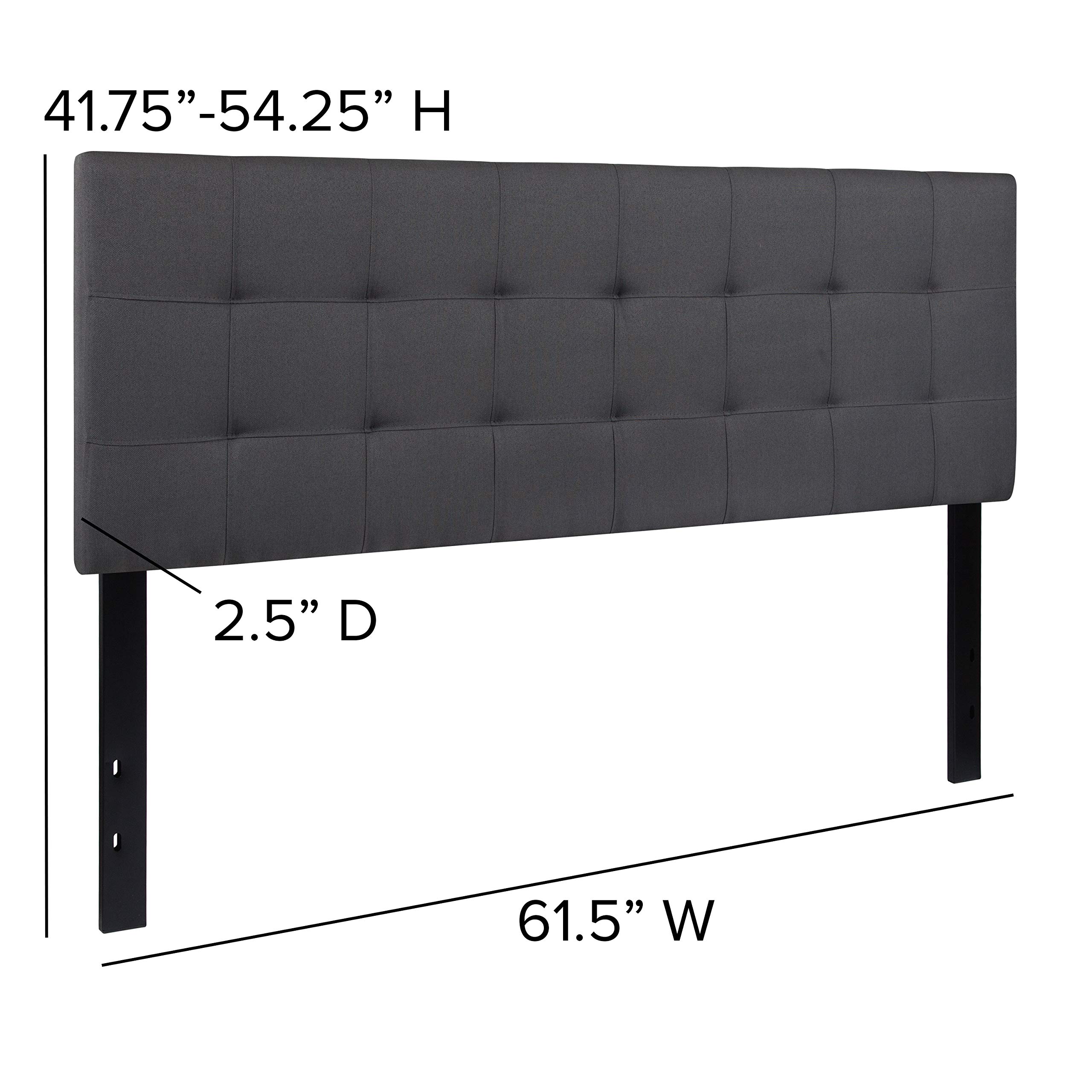 Flash Furniture Bedford Tufted Upholstered Queen Size Headboard - Dark Gray Fabric Upholstered Bed Frame Headboard for Master Bedroom, Guest Room & Home Decor
