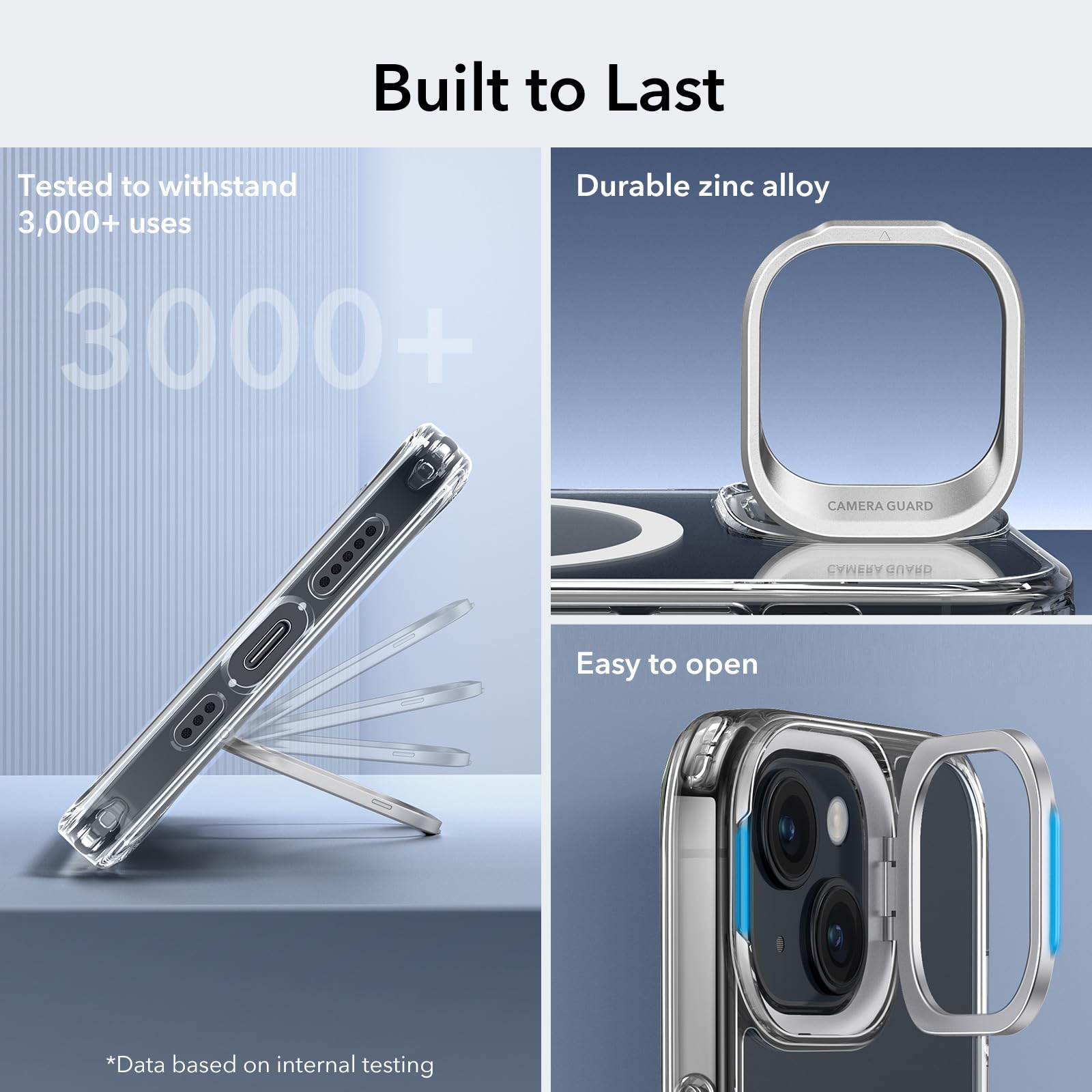 ESR for iPhone 15 Case with MagSafe - Military-Grade Protection, Built-in Stand & Scratch-Resistant Clear Back Cover | Perfect for Work, Travel & Everyday Use