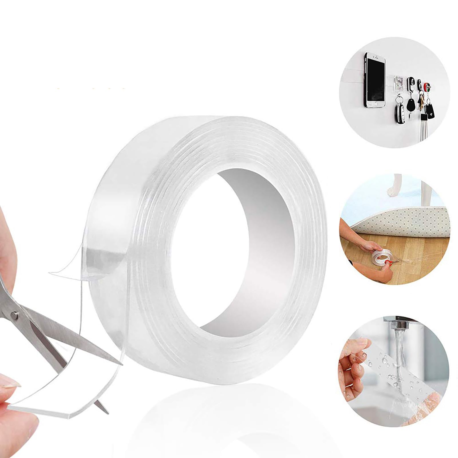 Nano Grip Tape 10 FT x 1.2 Inch - Reusable Removable Washable Double Sided Adhesive Strips for Kitchen, Bathroom, Office - Strong Hold No Residue Traceless Tape for Organizing, Hanging & DIY Projects (2 Pack)