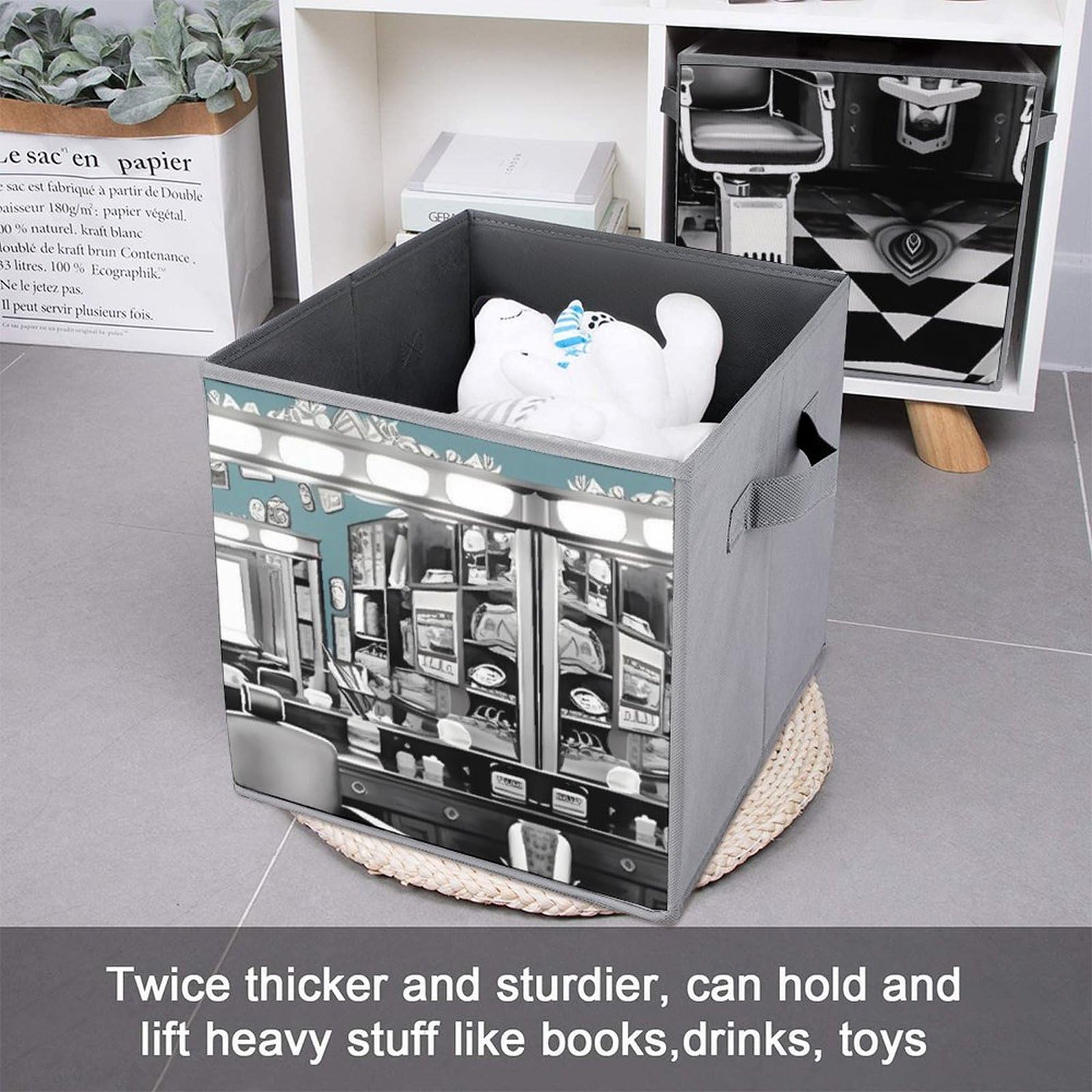 6-Pack Collapsible Storage Bins with Handles - Large Closet Organizer for Barber Shop, Clothing & Houseware - Perfect for Salon Supplies, Toys & Home Organization